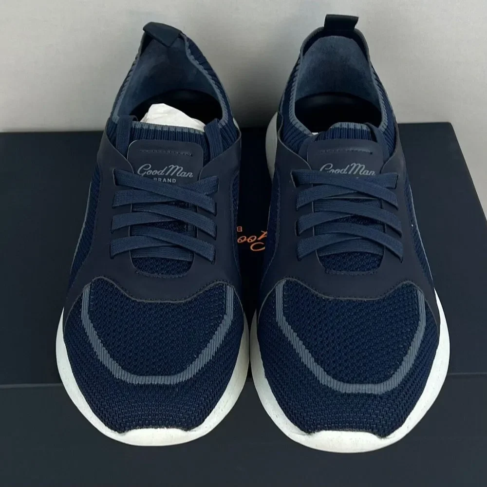 Good Man Brand Mens GMB‎ Knit Trainer Sneakers Blue Sz 10 Italy NEW